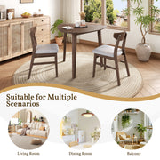 3-Piece Modern Table Set - Triangular Side Table & 2 Curved Wood Chairs, Minimalist Space-saving Brown Finishes for Living Room, Kitchen, Small Space, Easy to Assemble