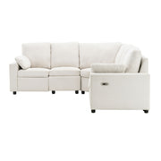 Power Recliner Sectional Sofa Home Theater Reclining Sofa With Two USB Ports, Two Storage Drawers For Living Room