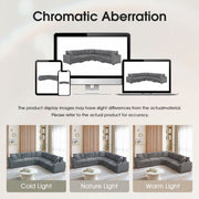 Convertible L Shaped Sectional Corner Couch With Armrest Storage Cup Holders USB Charger, Irregular Corner Oversized Comfy Modular Sofa