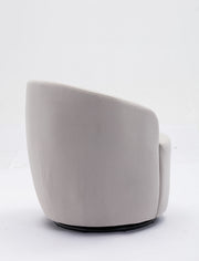 Swivel Accent Armchair Barrel Chair With Powder Coating Metal Ring