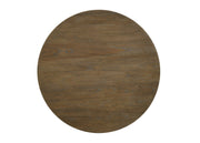 Havanna - 5 Piece Wide Round Dining Table With Off White Chairs (Set of 5) - Vintage Walnut
