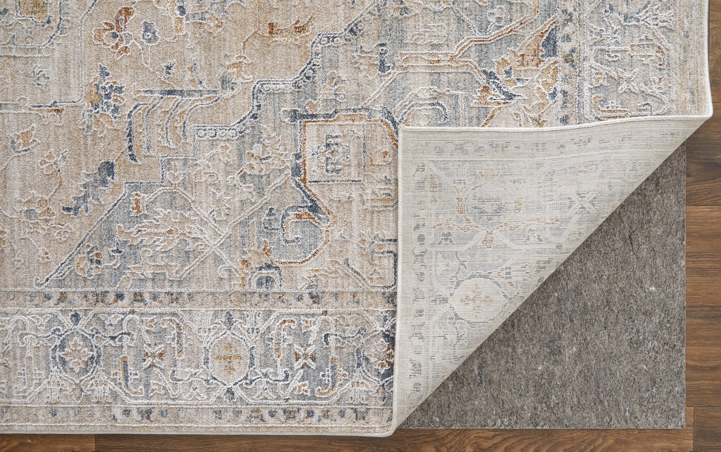 Pasha Transitional Medallion, Ivory/Taupe/Blue
