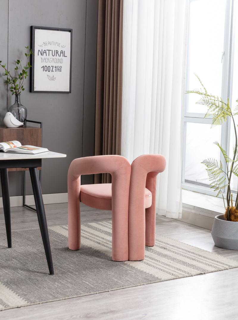 Contemporary Designed Velvet Fabric Upholstered Accent/Dining Chair /Barrel Side Chairs Kitchen Armchair for Living Room set of 2 (Pink Velvet)