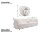Modern Japandi White Boucle Sofa Set, 5-Piece Upholstered Cloud Couch Bundle, 3-Seater Sofa + 4 Pack 360° Swivel Barrel Accent Chairs for Living Room, Apartment, Home Office