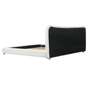 Minimalist curved headboard teddy bear plush bed, King, Cream