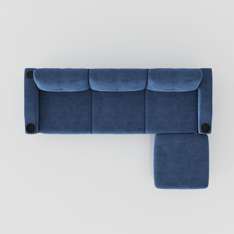 3 Seater Convertible Combination L Shaped Sofa With Footstools With Storage