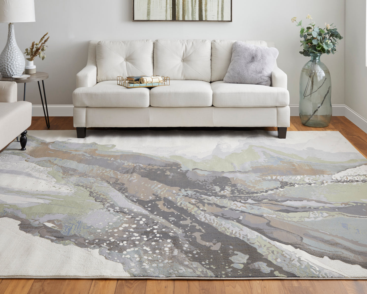 Clio Modern Abstract, Green/Purple/Ivory