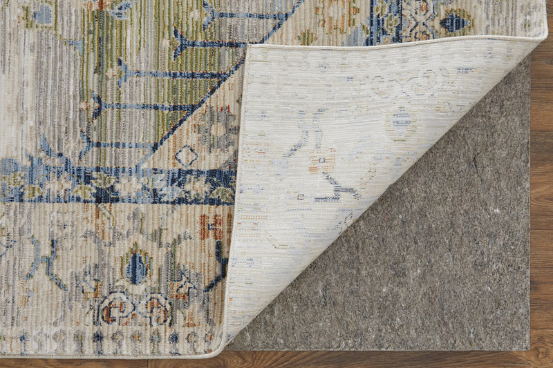 Melrose Transitional Distressed, Ivory/Green/Blue