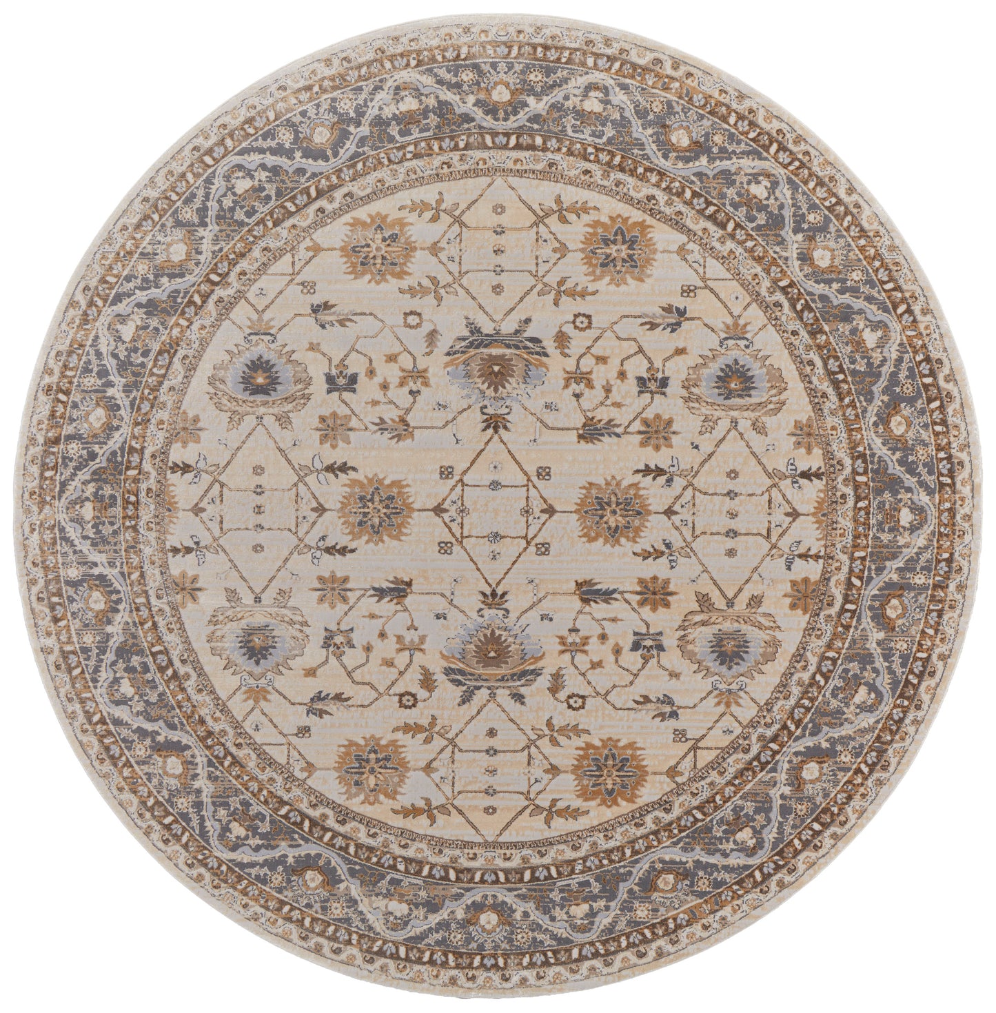 Celene Traditional Bordered, Tan/Ivory/Gray