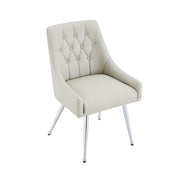 Leather Upholstered Modern Dining Chair with Diamond Tufted Button Back - Dining Room Negotiation Room Cafe Office Accent Chair (Light Gray, Set of 2)