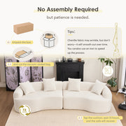 Compression Sponge Sofa Orange Curved Modular Sectional, 30D High-Density Chenille Sleeper Couch for Apartment, Living Room,110'L