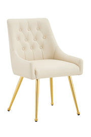 Leather Upholstered Modern Dining Chair with Diamond Tufted Button Back - Dining Room Negotiation Room Cafe Office Accent Chair (Off White, Set of 2)