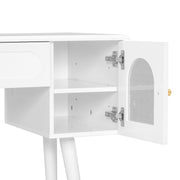 Elegant Vanity Makeup Table & Chair Set Modern Dressing Table With Organizer Writing Desk Charging Port Engineered Wood - White