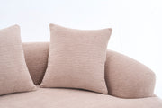 Old Sku: W2231P292607 Compression Loveseat Sofa, Curved Modern Styles Sofa for Small Spaces & Apartments, 30D Chenille No-Assembly,3 Throw Pillows.  Warm Beige.