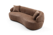 Borwn Mid Century Modern Curved Sofa, 3 Seat Cloud couch Boucle sofa Fabric Couch for Living Room, Bedroom, Office