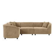 L-Shaped Curved Contemporary Sectional Sofa in Camel: Plush 4-Seater, Sculptural Design & Premium Bouclé Upholstery – Modern Luxury for Spacious Living