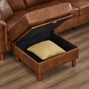 120' Sectional Sofa with Two Removable Storage Ottomans,Upholstered Breathable PU Leather Sectional Couch,Faux Leather Sofa,Vintage Brown