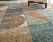 Eden Modern Color Block, Ivory/Brown/Blue