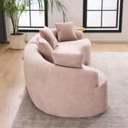 LY-025 Modular Sleeper Sectional Sofa, 4-Seater with Wood Grain Chenille Fabric, Warm Beige Convertible Sofa Bed, 30D High-Density Sponge Couch for Apartment & Living Room