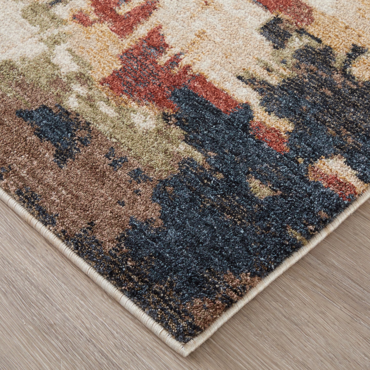 Pearson Modern Abstract, Blue/Red/Tan