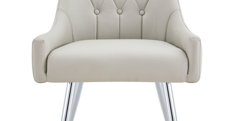 Leather Upholstered Modern Dining Chair with Diamond Tufted Button Back - Dining Room Negotiation Room Cafe Office Accent Chair (Light Gray, Set of 2)