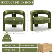 Accent Chair for Living Room, Velvet Comfy Single Sofa Chair Mid-Century Modern Armchair Wooden Legs for Bedroom Office Reading