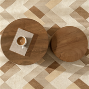 Nesting Coffee Table Set of 2, Modern Round Coffee Table with Non-Slip Feet, Wood Side Table for Living Room, Bedroom, Office, Balcony, Terrace,Small Space, No Assembling,Walnut