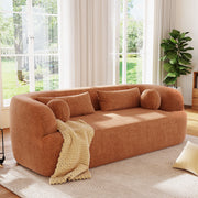 [NEW]86' Chenille Boneless Couch, Upholstered Sofa with Pillows, No Assembly Curved Cloud Couch with High-Density Foam, 3-Seater Luxury Modern Compressed Sofa for Living Room&Apartment