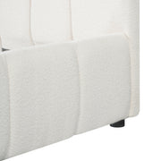 Queen Size Upholstered Bed Frame With Boucle Fabric And Thick Headboard, Off white