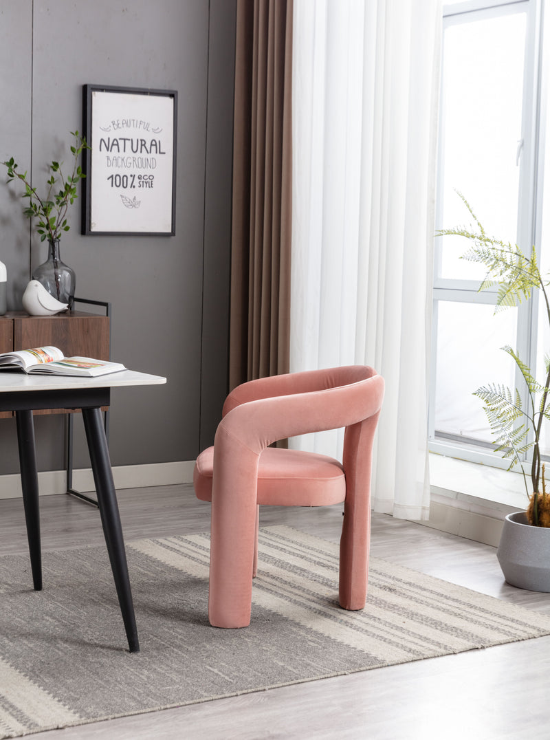 Contemporary Designed Velvet Fabric Upholstered Accent/Dining Chair /Barrel Side Chairs Kitchen Armchair for Living Room set of 2 (Pink Velvet)