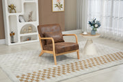 Mid Century Modern Accent Chair with Solid Wood Frame, Upholstered Living Room Chairs with Waist Cushion, Reading Armchair for Bedroom Sunroom