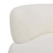 Fuji 360 Swivel Low Barrel Back Accent Chair, Ivory White Boucle
