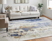 Clio Modern Abstract, Blue/Orange/Ivory