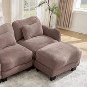 Chenille Supportive Three-Seater Sofa with Exquisite Waist Pillow,Ergonomic Curve Design, Easy to Assemble Modular Couch for Living Room Office, Rose Dust