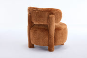 Fur Fabric armless accent chair with curved backrest and solid wooden legs upholstered chair slipper side chair  for primary living space bedroom vanity room or reading room ,Khaki