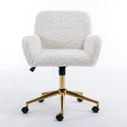Office Chair, Artificial Rabbit Hair Home Office Chair With Metal Base, Adjustable Desk Chair Swivel Office Chair, Vanity Chair