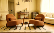 Cute Accent Chair with Solid Wood Legs, Living Room Chair with Soft fabric Cushion, Cozy Bedroom Chair, Comfy Armless Reading Chair for Apartment, Waiting Room, Balcony,Set of 2 (Caramel)