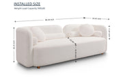 Modern Japandi White Boucle Sofa Set, 5-Piece Upholstered Cloud Couch Bundle, 3-Seater Sofa + 4 Pack 360° Swivel Barrel Accent Chairs for Living Room, Apartment, Home Office