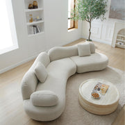 Modern Curved Modular Sofa, Boucle 5-Seater Sofa For Living Room, Bedroom, Beige Color, Crescent Shape And Butterfly Backrest Make The Whole Space Full of Curves, 2 Pillows,W2664S00049-W2664S00118