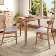 3-Piece Modern Table Set - Triangular Side Table & 2 Curved Wood Chairs, Minimalist Space-saving Light Brown Finishes for Living Room, Kitchen, Small Space, Easy to Assemble