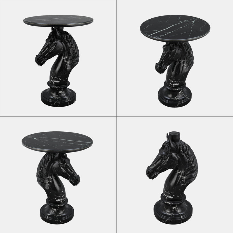 Horse Head Accent Table Animal Statue End Tables Livingroom, Black