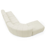 Modern Semi-Curved Modular Sectional Sofa, Vertical Stitched Chenille Soft Couch with Movable Adjustable Ottoman, Rounded Edge Wear-resistant All Season Comfort Floor Sofa for Indoor Use-Beige