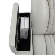 270° Power Swivel Recliner Home Theater Chair With Hidden Arm Storage, LED Light, Cup Holder, And Tray Table