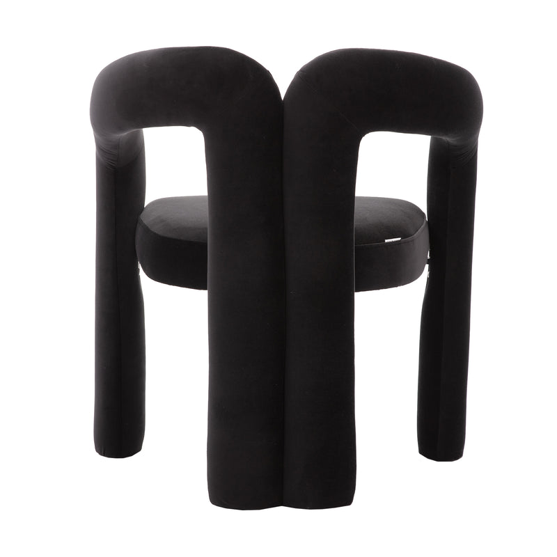 Contemporary Designed Velvet Fabric Upholstered Accent/Dining Chair /Barrel Side Chairs Kitchen Armchair for Living Room set of 2 (Black Velvet)