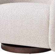 Sabbo Beige Bouclé Swivel Chair with Walnut-Finished Solid Wood Base