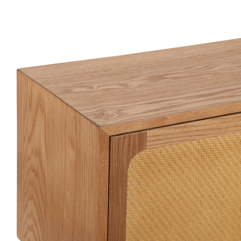 Rotating Hidden Compartment Nightstands, Mid Century Modern Concealment Furniture, Rattan Bed Side Table, Compartment End Table with Wood Legs, Bedside Tables for Bedroom, Living Room, Dorm, Natural