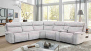 Power Reclining Sectional Couch Light Taupe Leatherette Sofa Corner Wedge Chairs Console Living Room Furniture Recliner L-Shaped Sectional