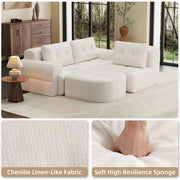 Modular Sectional Sofa Couch with Chaise, Full-Foam Structure, Compression Packaging Design, Woven Texture Upholstery, Oversized Modern Sofa for Living Room