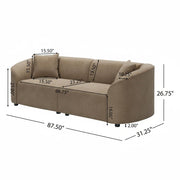 Curved Contemporary Sofa in Brown: Plush Seating, Streamlined Design, and Durable Frame – Ideal for Stylish Living Spaces