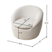 Winnie Modern Teddy Fabric Barrel Chair, 360° Swivel, Beige